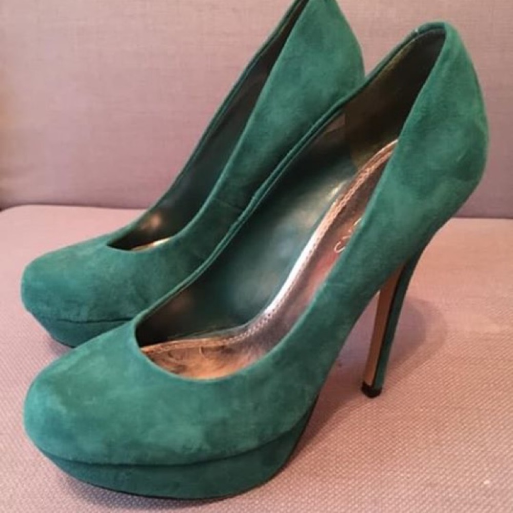 Teal Bakers heels